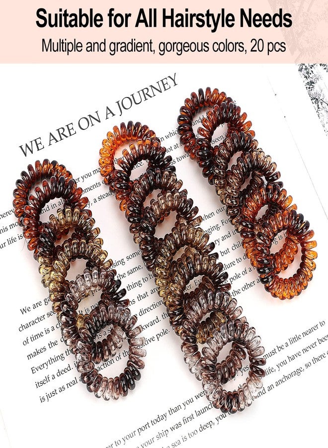 JessLab Spiral Hair Ties, 20 Pcs Traceless Phone Cord Hair Ties No Crease Spiral Bracelet Plastic Coil Ponytail Holders No-Damage Headband Hair Accessory for Girls Women Ladies Gift (Amber) - Image 2